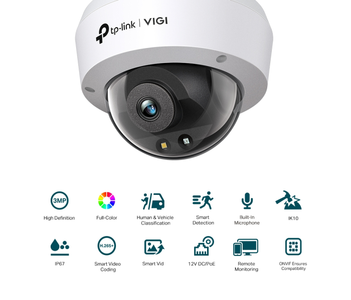 TP-LINK Kamera sieciowa VIGI C230(4mm) 3MP Full-Color Dome